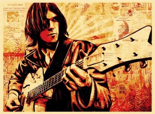 Neil Young Canvas Print by Shepard Fairey