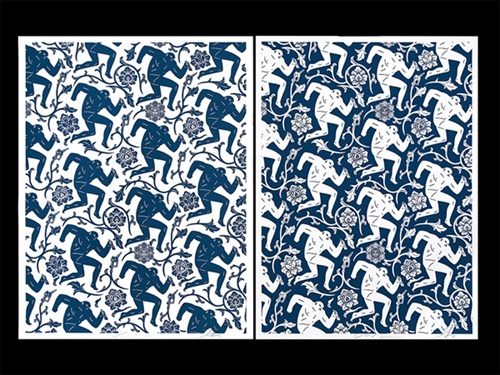 Pattern Of Corruption (Blue / White Set) by Shepard Fairey