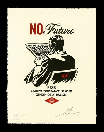 No Future Letterpress by Shepard Fairey