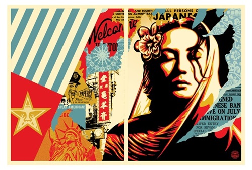 Welcome Visitor Diptych by Shepard Fairey
