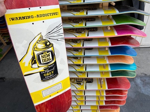 Warning Addictive (Skate Deck) by Shepard Fairey