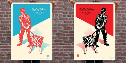 Sadistic Dog Walker (Diptych) by Shepard Fairey